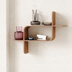 Rubberwood shelf in dark natural, 62 x 15 x 47 cm | mounting