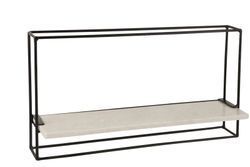 L MURAL shelf in Black/White Marble and Iron, 15.5x65x35 cm