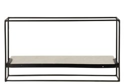 L MURAL shelf in Black/White Marble and Iron, 15.5x65x35 cm