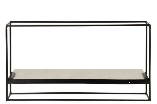 L MURAL shelf in Black/White Marble and Iron, 15.5x65x35 cm