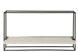 L MURAL shelf in Black/White Marble and Iron, 15.5x65x35 cm