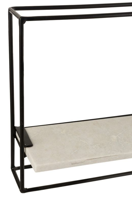 L MURAL shelf in Black/White Marble and Iron, 15.5x65x35 cm