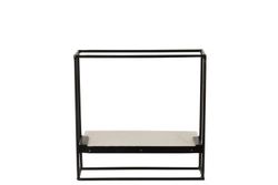 Mensola S MURAL in Marmo Nero/Bianco e Ferro, 15,5x35x35 cm