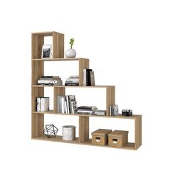 Etagère 4 étagères finition chêne, 145 x 29 x 145 cm