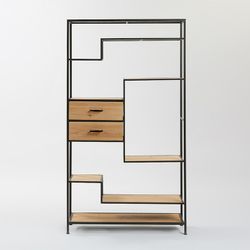 Étagère Adler en métal et noir/bois naturel, 100x30x180 cm