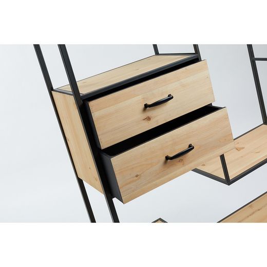 Étagère Adler en métal et noir/bois naturel, 100x30x180 cm