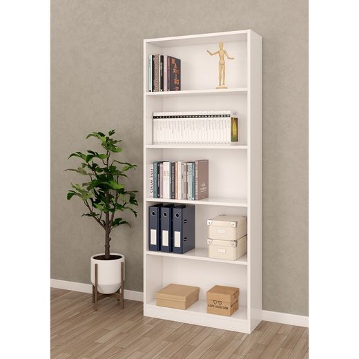 High shelf 6 shelves in white, 80 x 28 x 200 cm