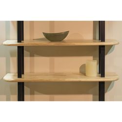 Tall shelving unit made of oak wood and metal in natural and black, 150 x 35 x 180 cm | Moon