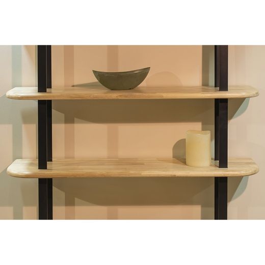 Tall shelving unit made of oak wood and metal in natural and black, 150 x 35 x 180 cm | Moon