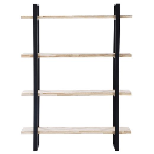 Étagère haute en chêne et métal naturel clair et noir, 120 x 35 x 180 cm | Steve