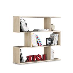Oak finish 4-shelf low shelving unit, 110 x 25 x 97 cm