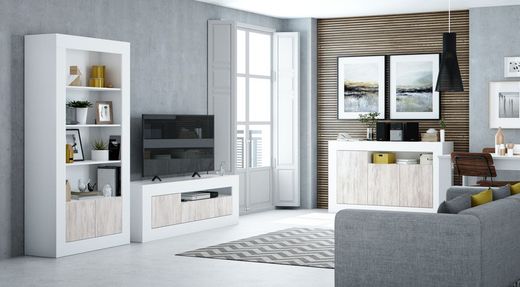 Complete living room white and natural Baltik, 3 pieces.