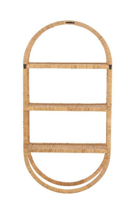 Natural Cane Oval Hanging Shelf, 56x19.5x110 cm
