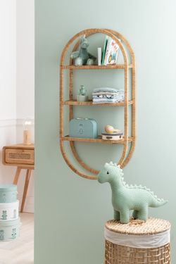 Natural Cane Oval Hanging Shelf, 56x19.5x110 cm