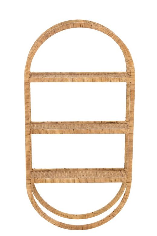 Natural Cane Oval Hanging Shelf, 56x19.5x110 cm