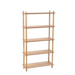 Egetræshylde med 5 hylder, 80x30x149cm