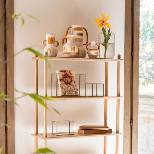 Egetræshylde med 5 hylder, 80x30x149cm