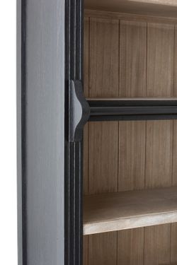 Étagère en bois noir/naturel avec échelle, 200 x 41 x 232,5 cm