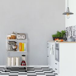 Witte ijzeren plank op wieltjes, 56 x 35 x 80 cm | Klaus