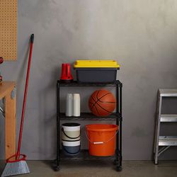 Black iron wheeled shelf, 56 x 35 x 80 cm | Klaus