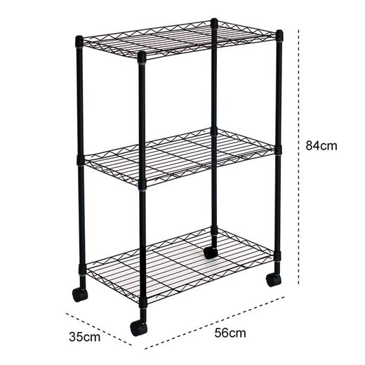 Black iron wheeled shelf, 56 x 35 x 80 cm | Klaus