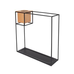 Cubist Metal Black and Wood Shelving, 38 x 11 x 38 Cm