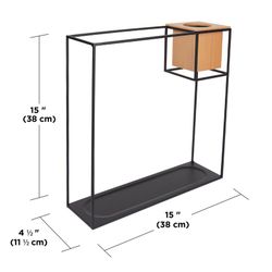 Cubist Metal Black and Wood Shelving, 38 x 11 x 38 Cm