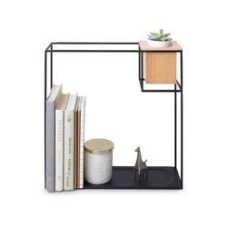 Cubist Metal Black and Wood Shelving, 38 x 11 x 38 Cm