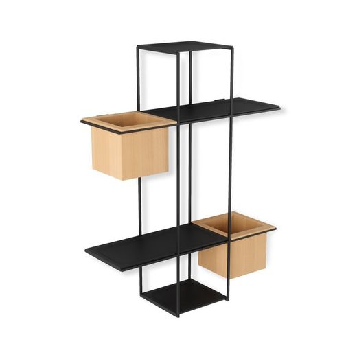 Estantería CUBIST de Metal y Madera Negra, 48x16x64 cm