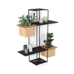 Estantería CUBIST de Metal y Madera Negra, 48x16x64 cm