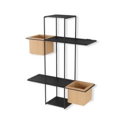 Estantería CUBIST de Metal y Madera Negra, 48x16x64 cm