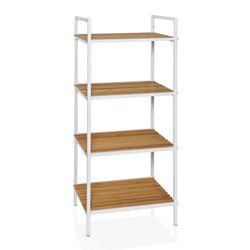 Étagère en bambou et métal blanc/naturel, 39 x 32,5 x 70 cm | Bambou