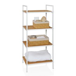 Étagère en bambou et métal blanc/naturel, 39 x 32,5 x 70 cm | Bambou