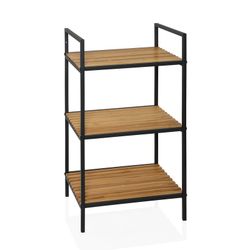 Natural bamboo and black metal shelf, 39 x 32.5 x 70 cm | Bamboo