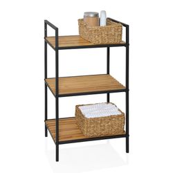 Natural bamboo and black metal shelf, 39 x 32.5 x 70 cm | Bamboo