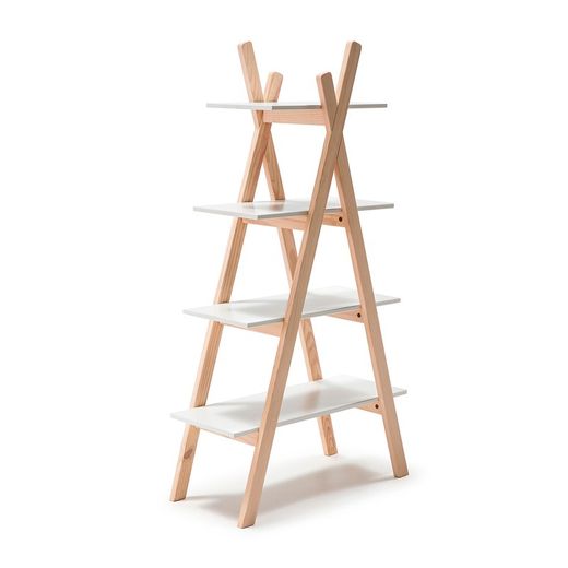 Estantería de madera blanco y estructura de pino, 80 x 35 x 146 cm