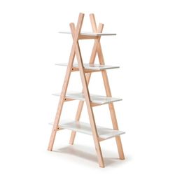 Estantería de madera blanco y estructura de pino, 80 x 35 x 146 cm