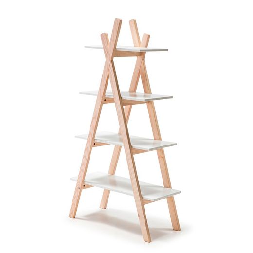 Estantería de madera blanco y estructura de pino, 80 x 35 x 146 cm