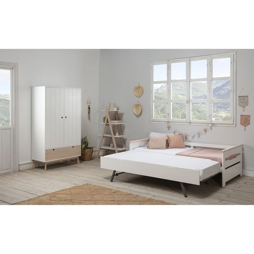 Estantería de madera blanco y estructura de pino, 80 x 35 x 146 cm