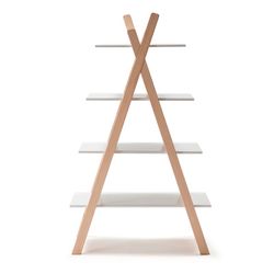 Estantería de madera blanco y estructura de pino, 80 x 35 x 146 cm