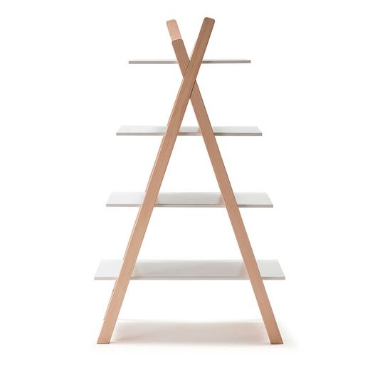 Estantería de madera blanco y estructura de pino, 80 x 35 x 146 cm