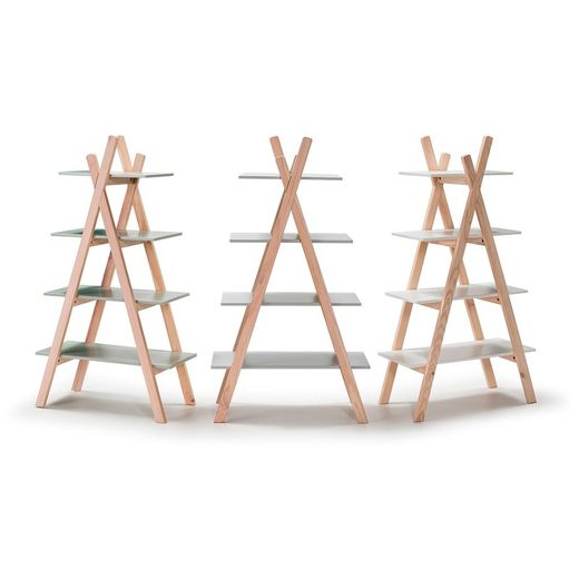 Estantería de madera blanco y estructura de pino, 80 x 35 x 146 cm