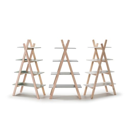 Estantería de madera blanco y estructura de pino, 80 x 35 x 146 cm