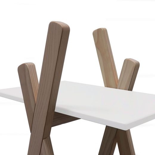 Estantería de madera blanco y estructura de pino, 80 x 35 x 146 cm