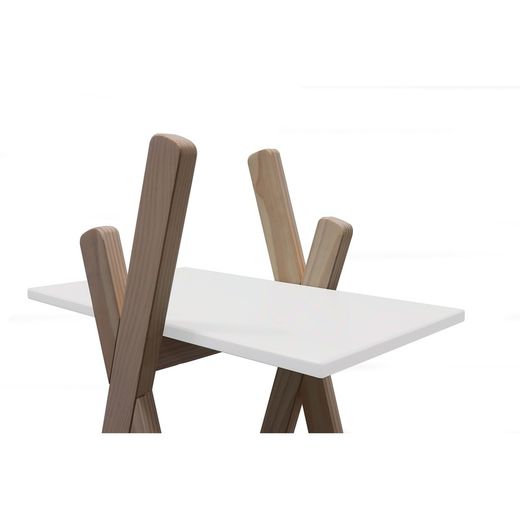 Estantería de madera blanco y estructura de pino, 80 x 35 x 146 cm