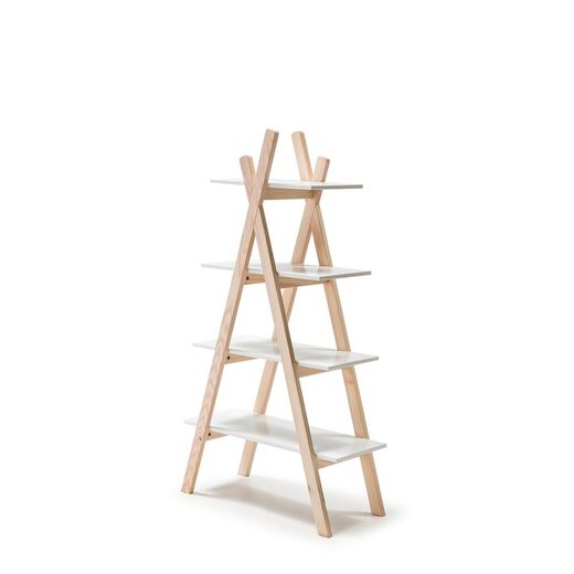Estantería de madera blanco y estructura de pino, 80 x 35 x 146 cm