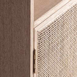 Ash wood and rattan shelving in natural, 60 x 35 x 175 cm | Weurtz