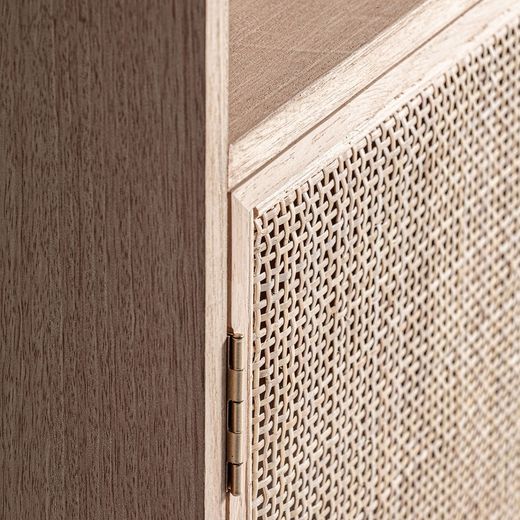 Ash wood and rattan shelving in natural, 60 x 35 x 175 cm | Weurtz