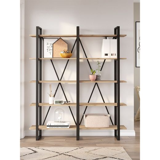 Houten plank in zwart en naturel, 150 x 34,5 x 180 cm | herleven