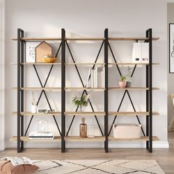 Black and natural wooden shelf, 217.5 x 34.5 x 180 cm | revive